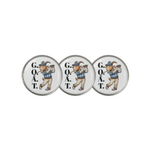 Funny Goat Golfer Swinging Club Golf Ball Marker