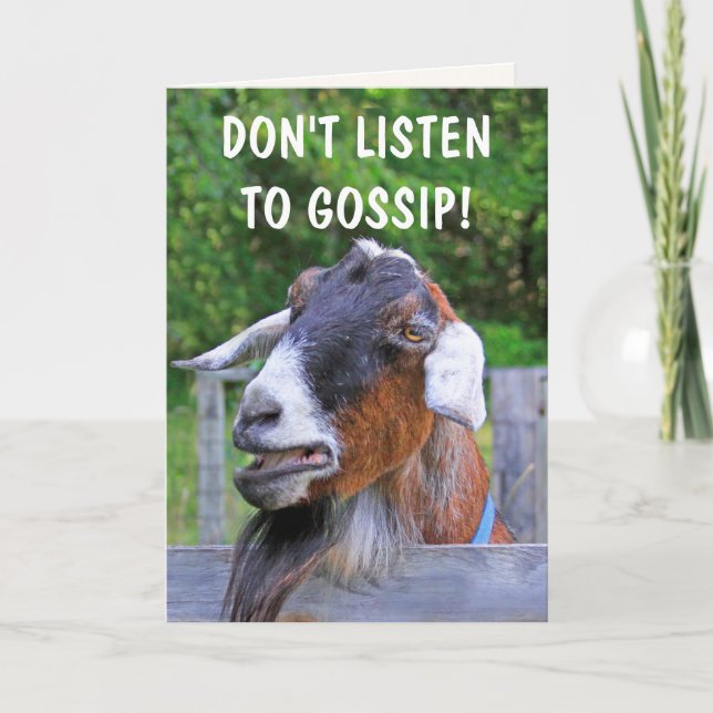 Funny Goat Gossip Birthday Card (Front)