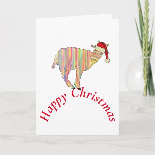 Funny Goat Happy Christmas Card