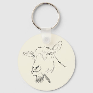 Funny Goat Line Drawing Animal Art Design Keychain