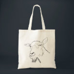 Funny Goat Line Drawing Animal Art Design Tote Bag<br><div class="desc">This funny goats art novelty tote bag design will bring a smile to your face. Change the background color to your own taste, add your own words to personalize this humorous goats tote bag. Most people don’t choose the goat life, the goat life chooses them. Here’s an opportunity to spread...</div>