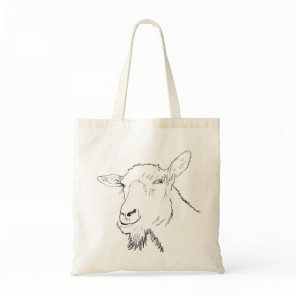Funny Goat Line Drawing Animal Art Design Tote Bag