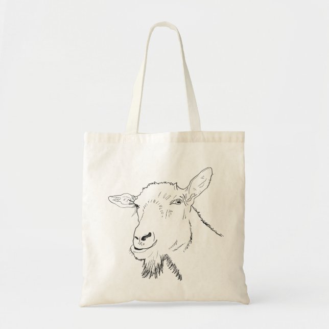 Funny Goat Line Drawing Animal Art Design Tote Bag (Front)