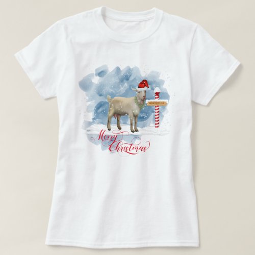 Funny Goat Lovers Christmas North Pole T_Shirt