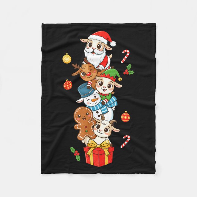 Funny Goat Santa Elf Snowman Christmas Womens Mens Fleece Blanket (Front)