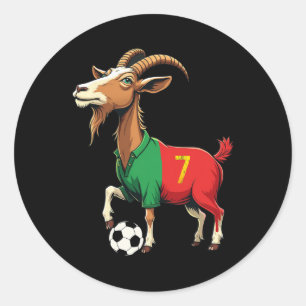 Funny Goat Soccer Football Graphic Men Women Kids  Classic Round Sticker