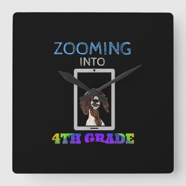 Funny Goat Virtual 4th Grader Back To School 2020 Square Wall Clock (Front)