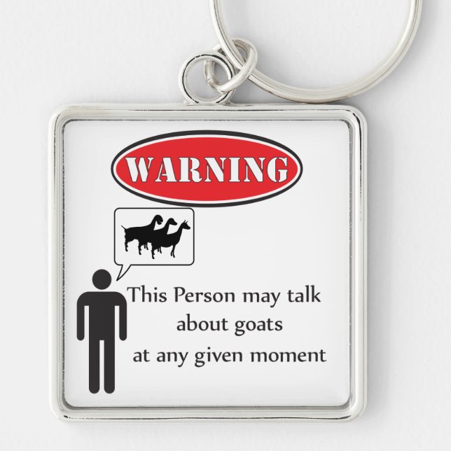 Funny Goat Warning Keychain (Front)