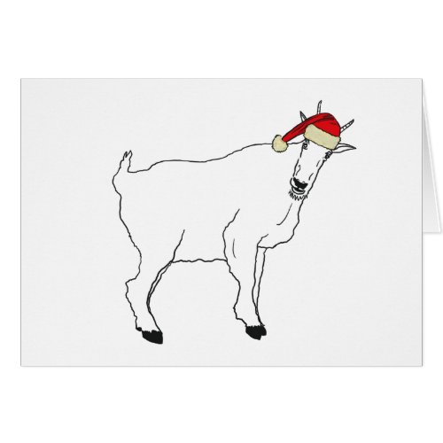 Funny Goat wearing a Santa hat Drawing