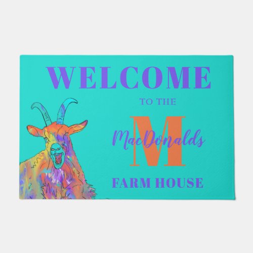 Funny Goat Welcome Personalized Doormat