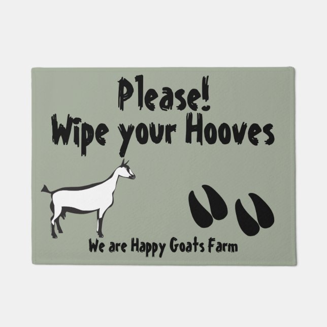 Funny Goat Wipe your Hooves Oberhasli Goat Doormat (Front)