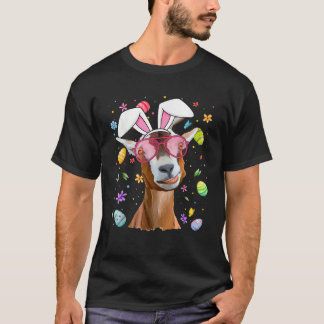 Funny Goat With Bunny Ears Easter Eggs Easter Day  T-Shirt
