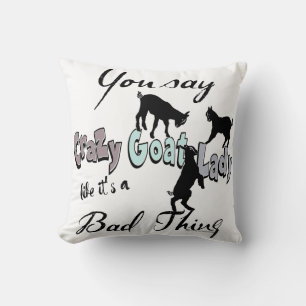 FUNNY GOATs Crazy Goat Lady Southwest Cool Colors Throw Pillow