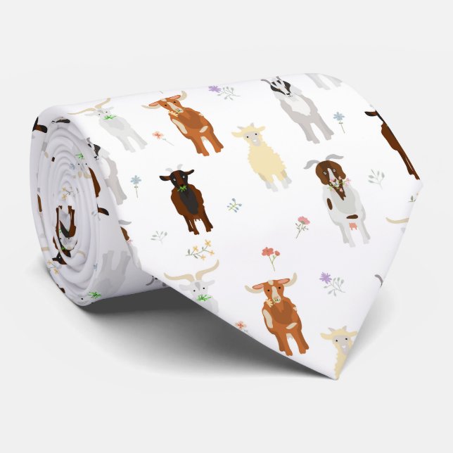 Funny Goats Farm Animals Neck Tie (Rolled)