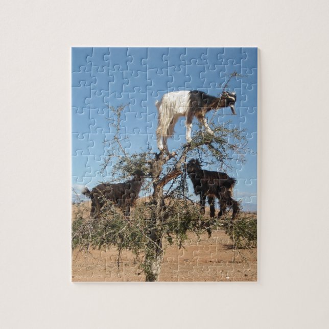 Funny goats in a tree jigsaw puzzle (Vertical)