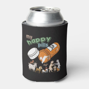 FUNNY GOATS My Happy Pills GetYerGoat Can Cooler