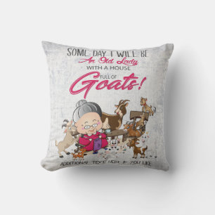 Funny Goats - Old Lady House Full of Goats Throw Pillow