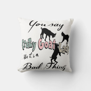 FUNNY GOATs Southwest Warm Colors Crazy Goat Lady Throw Pillow