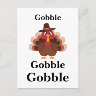 Funny Gobble Thanksgiving Cute Minimalistic Turkey Holiday Postcard
