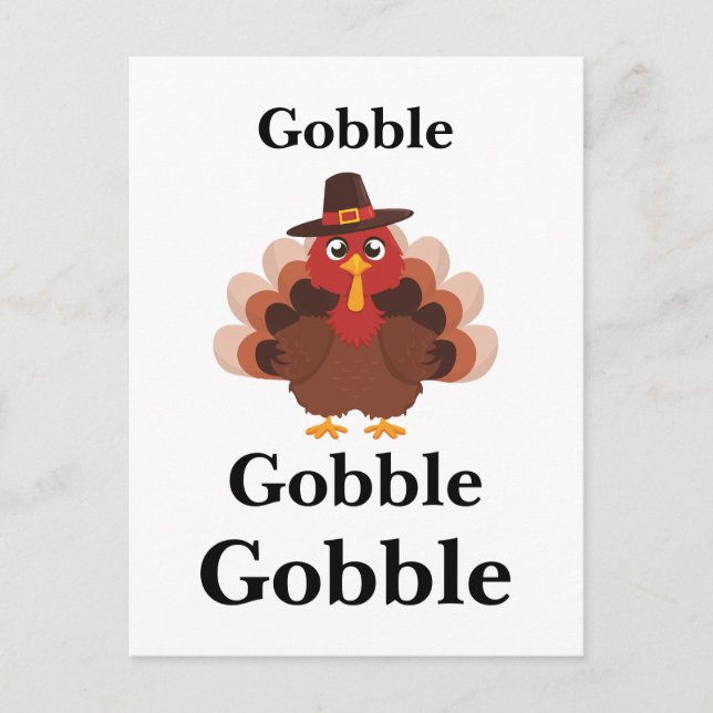 Funny Gobble Thanksgiving Cute Minimalistic Turkey Holiday Postcard (Front)