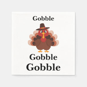 Funny Gobble Thanksgiving Cute Minimalistic Turkey Napkins