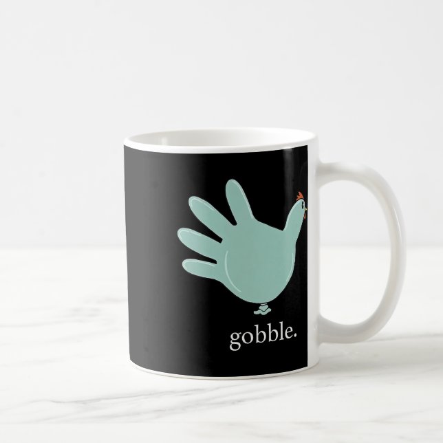 Funny Gobble Turkey Glove Medical Nures Thanksgivi Coffee Mug (Right)