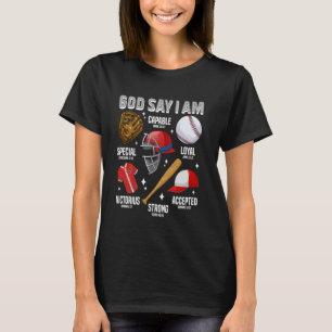Funny God Says I Am Baseball Player Catcher Pitche T-Shirt