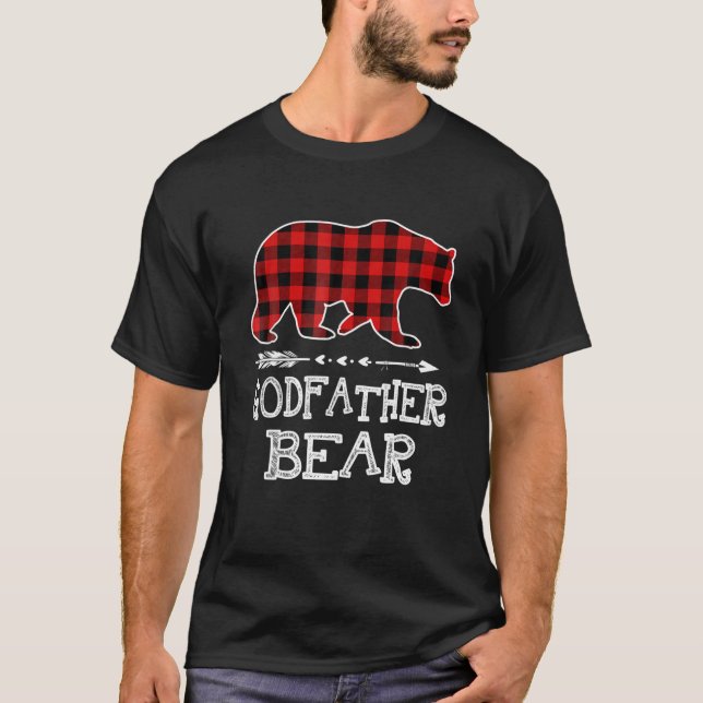 Funny Godfather Bear Matching Family Christmas Bea T-Shirt (Front)