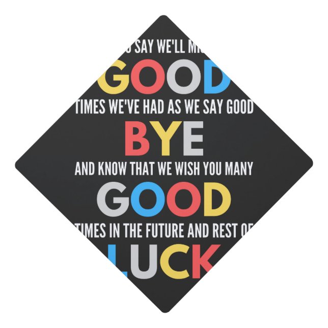 Funny Going Away Farewell Graduation Cap Topper (Front)