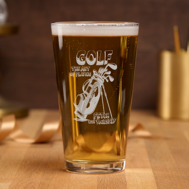Funny Gol: The Art Of Playing Fetch Gift Etched Pint Glass (Party)