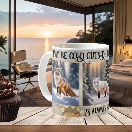 Funny Gold Snow Fox Photo Coffee Mug