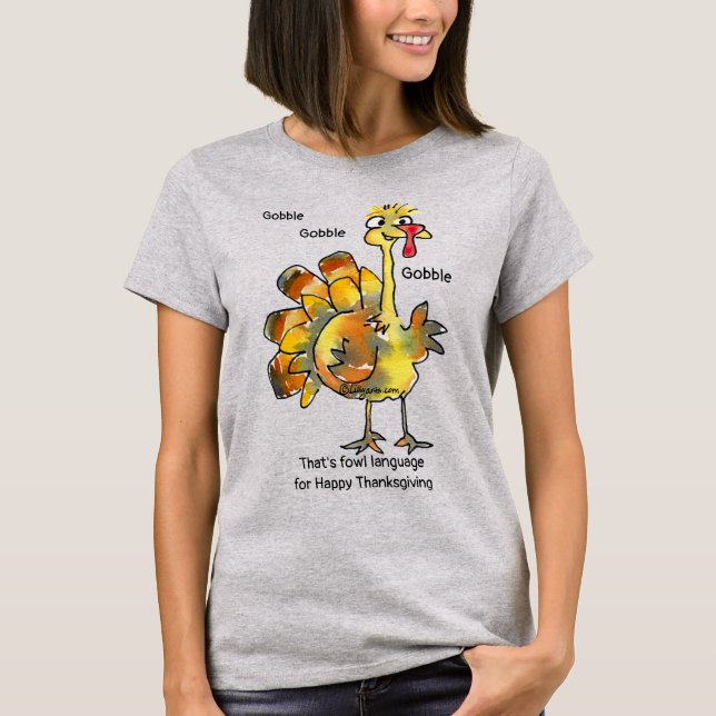 Funny Gold Turkey Gobble T Shirt (Front)