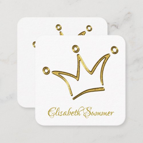 Funny Golden Crown _ luxury royal 1 Square Business Card