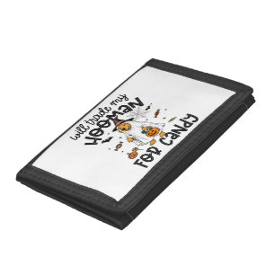Funny Golden Dog Halloween Ghost Spooky Tri-fold Wallet