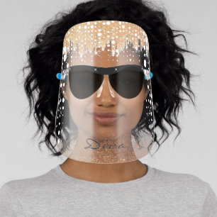 Funny Golden Glitter Hair Custem Text or Name Face Shield