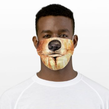 Funny Golden Labrador Animal Face Nose Mouth Dog Adult Cloth Face Mask by petcherishedangels at Zazzle