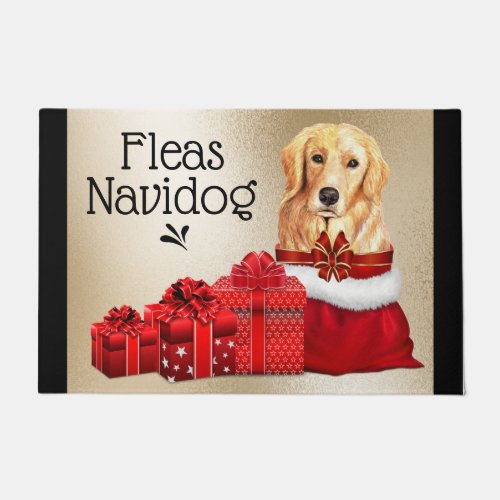 Funny Golden labrador Christmas fleas navidog Doormat