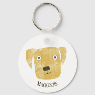 Funny Golden Labrador Retriever Dog Custom Name Keychain