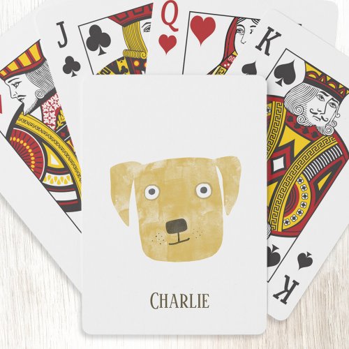 Funny Golden Labrador Retriever Dog Custom Name Poker Cards