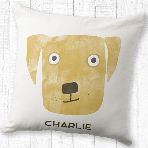 Funny Golden Labrador Retriever Dog Custom Name Throw Pillow