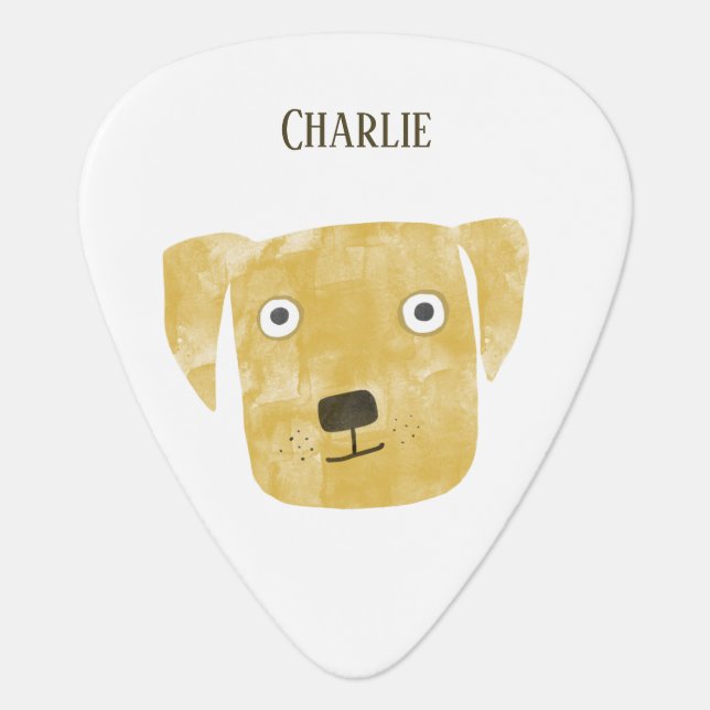 Funny Golden Labrador Retriever Dog Personalized Guitar Pick (Front)