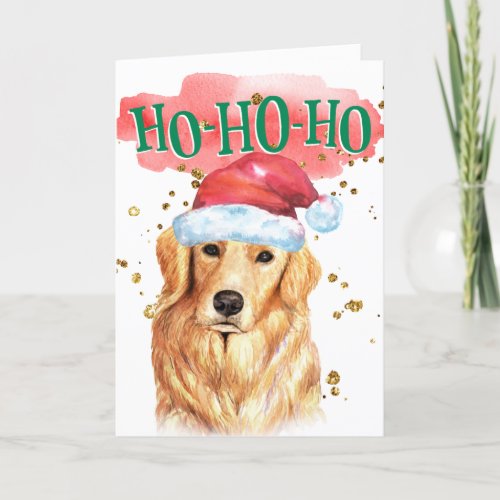Funny Golden Labrador Santa hat yappy howlidays Holiday Card