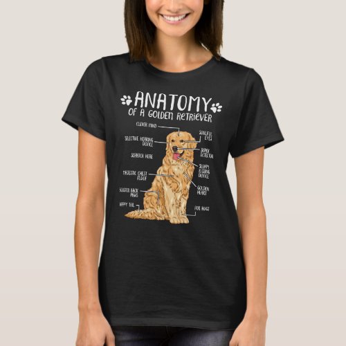 Funny Golden Retriever Anatomy Dog T_Shirt