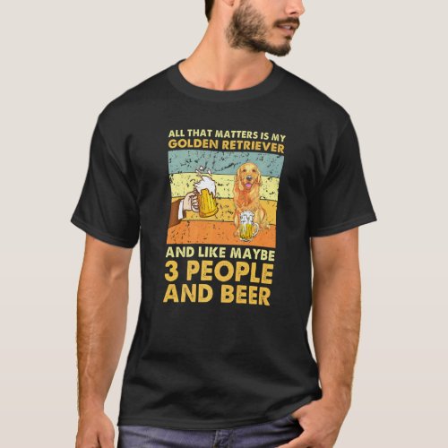 Funny Golden Retriever And Beer Vintage T-Shirt