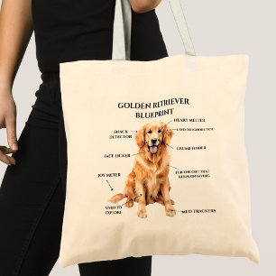 Funny Golden Retriever Blueprint Tote Bag