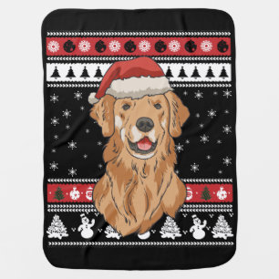 Funny Golden Retriever Christmas Baby Blanket
