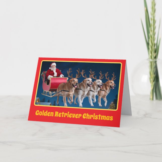 Funny Golden Retriever Christmas Card (Front)