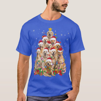 Funny Golden Retriever Christmas Lights Tree Dog L T-Shirt