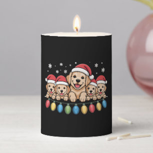 Funny Golden Retriever Christmas Puppy Dog  Pillar Candle