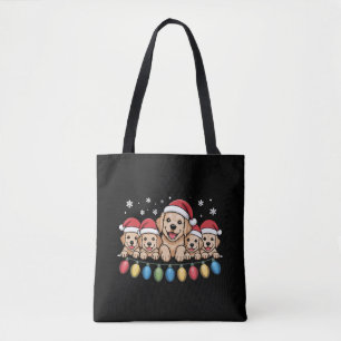 Funny Golden Retriever Christmas Puppy Dog Tote Bag